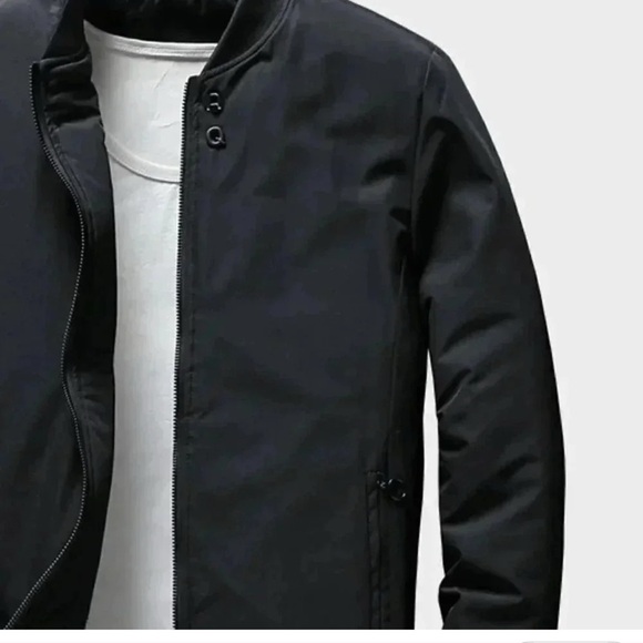 Black Casual Men Letter Graphic Zip Up Bomber Jacket Jackets Coats - Main Image